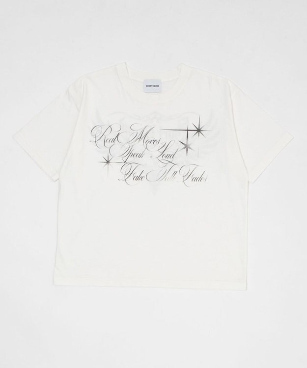 WEGO 【ユニセックス着用ITEM/MLサイズ展開】クロップドグラフィックT（SS） ホワイト