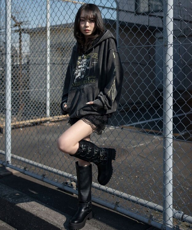 WEGO 【ユニセックス着用ITEM】ブリーチグラフィックZIPパーカー 柄3