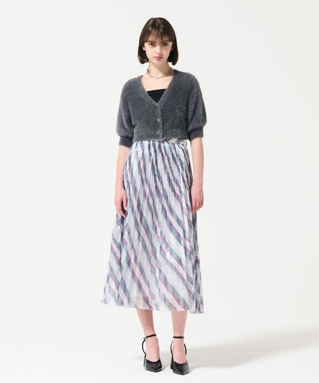 GRACE CONTINENTAL フェザースリーブニットカーディガン グレー