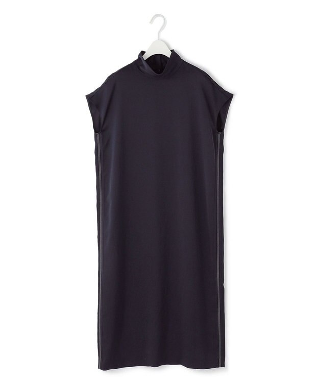 ICB L 【WEB＆一部店舗限定】LightVintageSatin ハイネックワンピース ネイビー系