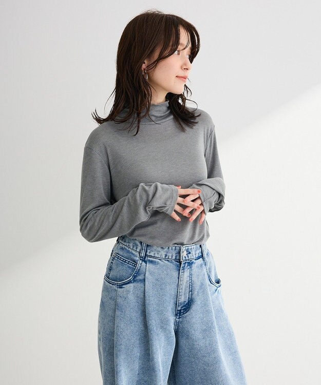 Green Parks シアーリブタートルプルオーバー Gray