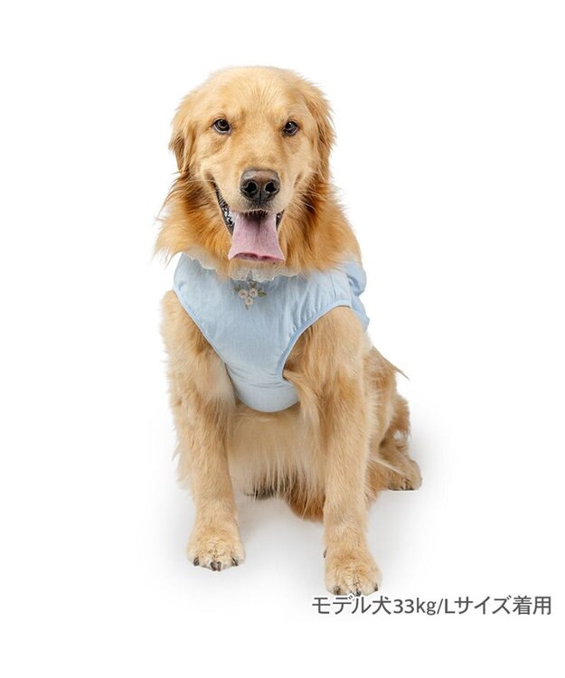 PET PARADISE ペットパラダイス 花刺繍 ベスト ハーネス SM 中型犬 ライトブルー