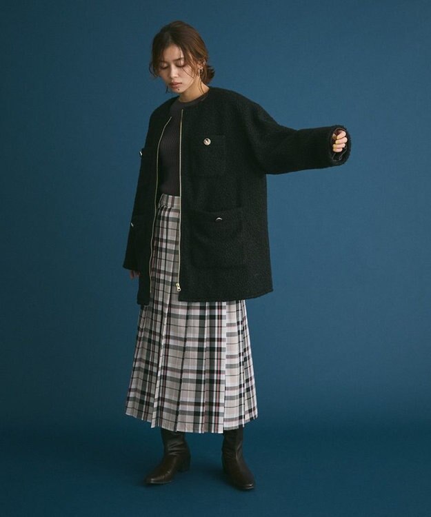 Green Parks ・ｓｗｉｎｇ　ｂｙ　ベルスリーブクルーリブニット Charcoal Gray