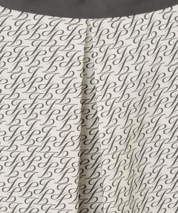 自由区 【セットアップ対応・洗える】モノグラムプリント ブラウス ベージュ×スレート