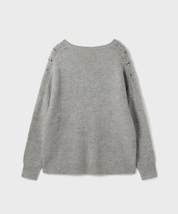 GRACE CONTINENTAL フェアアイル刺繍ニットトップ グレー