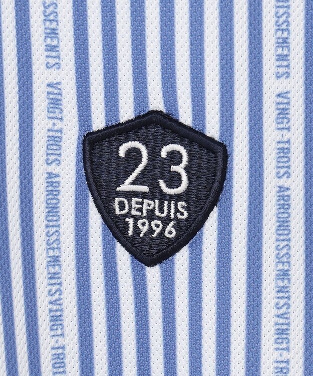 23区GOLF 【MEN】ロゴストライププリント 長袖シャツ サックスブルー系2