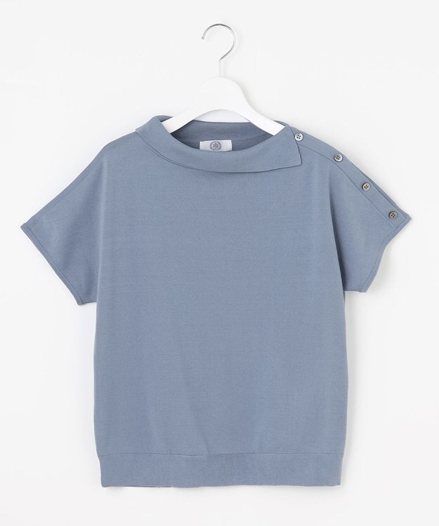 J.PRESS LADIES 【洗える・抗菌防臭】COTTON POLYESTER 襟付き ニット ソフトブルー系