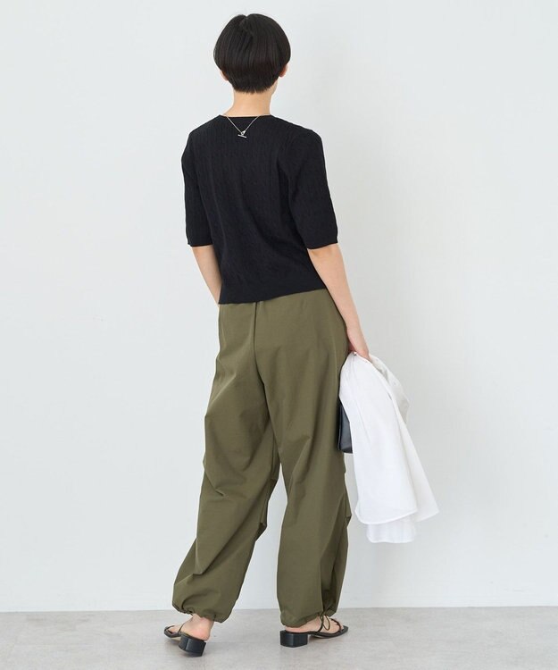 AMERICAN HOLIC ケーブル５分袖ニットプルオーバー Black