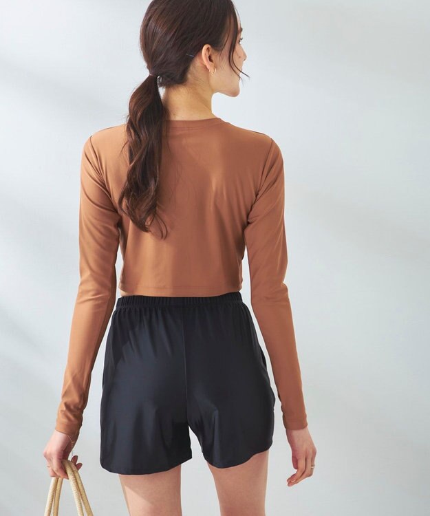 OP／FILA 【Ocean Pacific】カップ付きラッシュガード　水着3点セット ブラウン