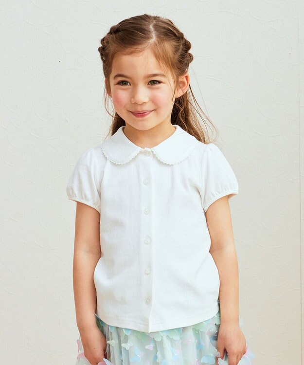 ANY KIDS 丸襟付き 半袖 ブラウス ホワイト