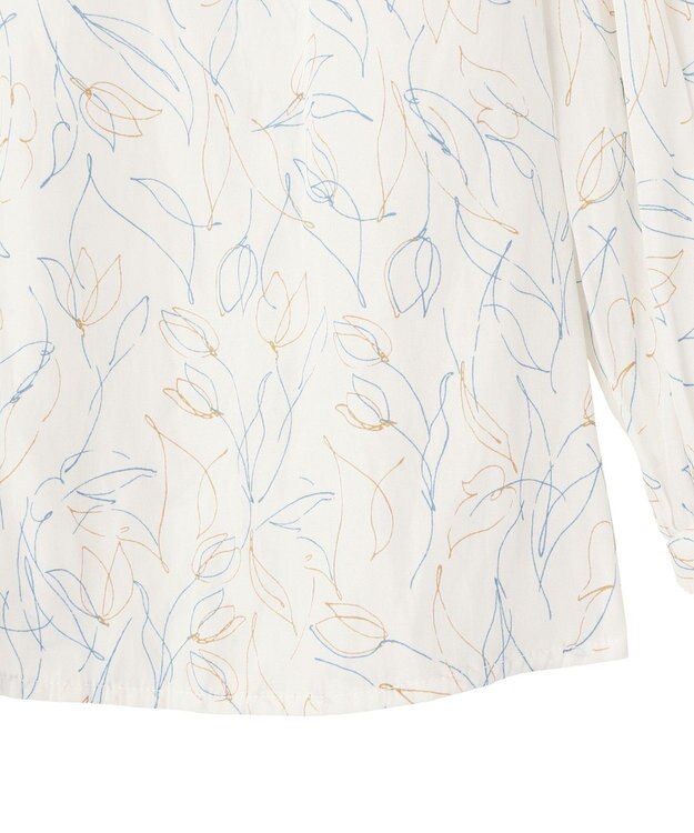 YECCA VECCA ラインフラワー柄ギャザーブラウス Ivory
