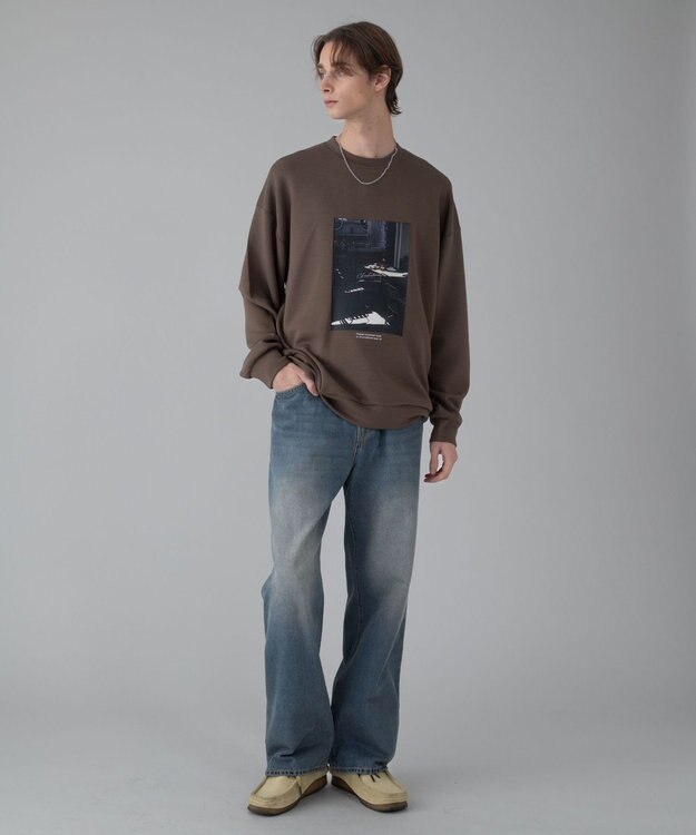 WEGO 【ユニセックス着用ITEM/ウエスト調整可】ストレートデニムパンツ デニム中濃加工色