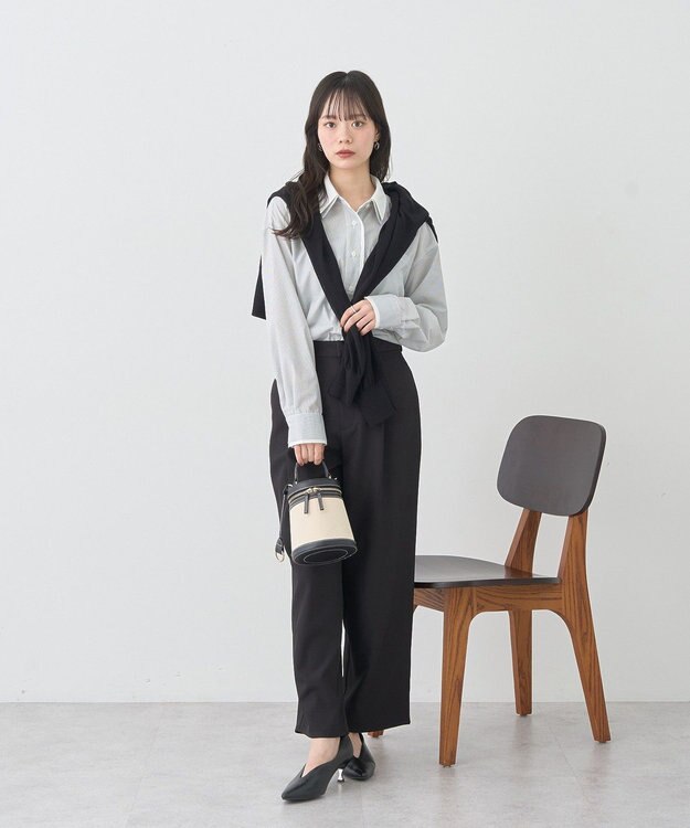 earth music&ecology レイヤードストライプシャツ Off White