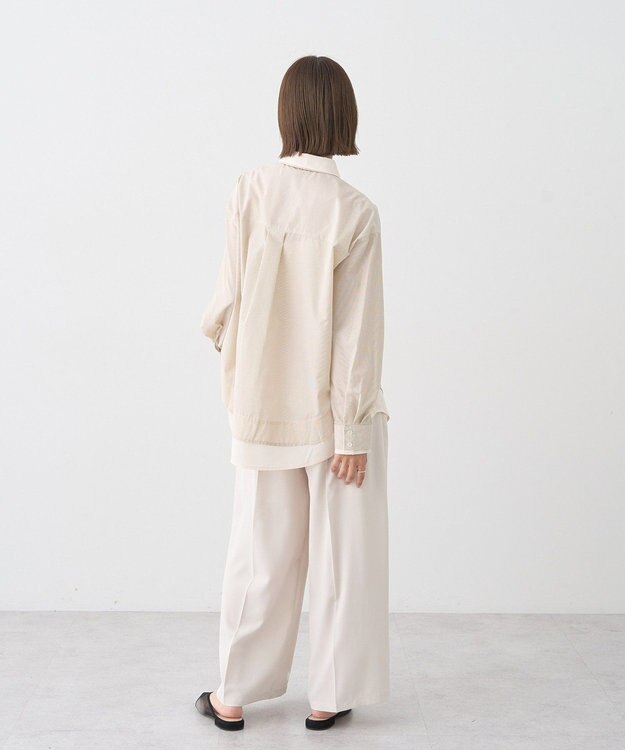 earth music&ecology レイヤードストライプシャツ Beige