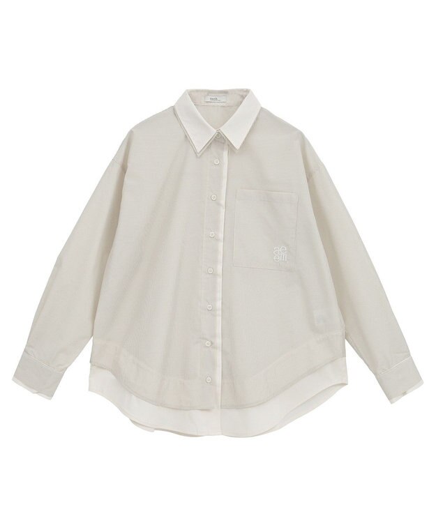 earth music&ecology レイヤードストライプシャツ Beige