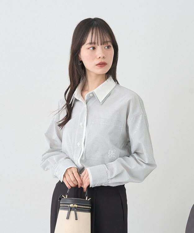 earth music&ecology レイヤードストライプシャツ Off White