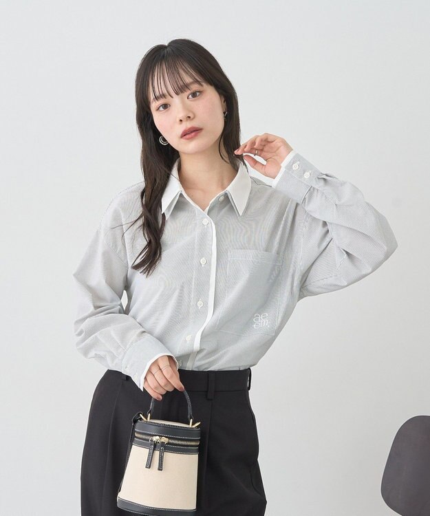 earth music&ecology レイヤードストライプシャツ Off White