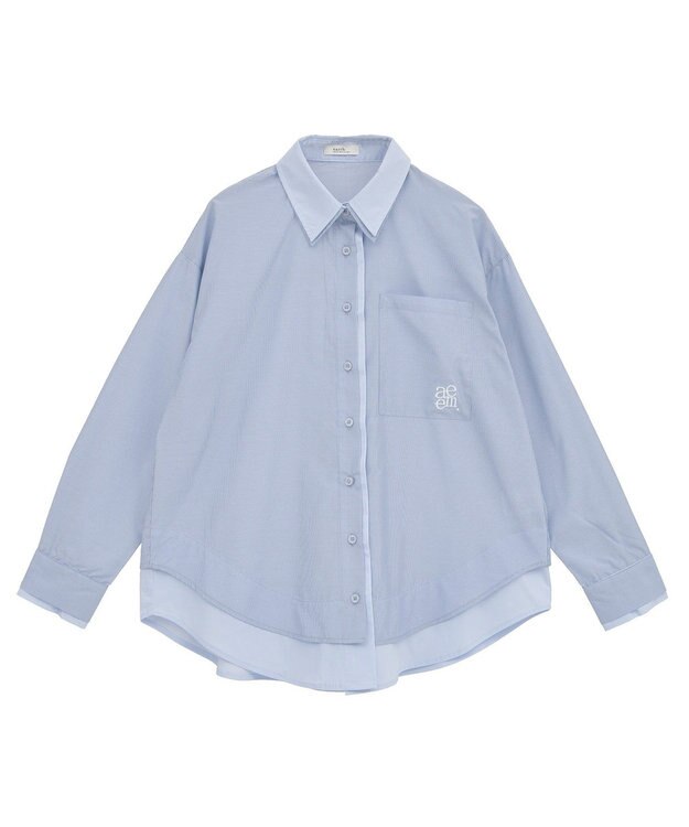 earth music&ecology レイヤードストライプシャツ Sax