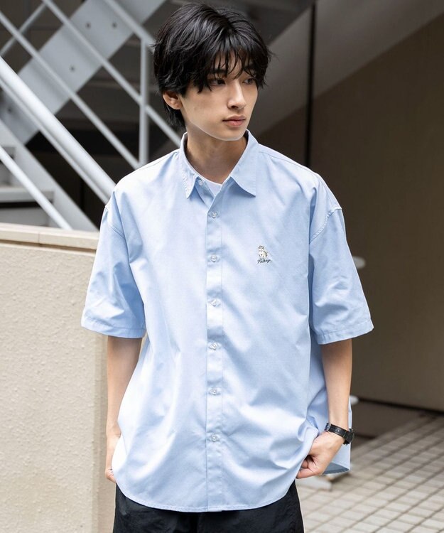 WEGO 【シワになりにくい】イージーケアオックスフォードワンポイントシャツ（S）