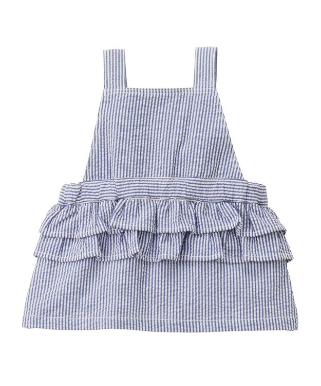 MIKI HOUSE HOT BISCUITS ストライプ柄 ジャンパースカート＆ワンポイント半袖Tシャツギフトセット【BOX付き】 黄