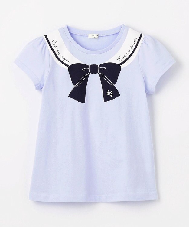 ANY KIDS 【WEB限定】7days プリント 半袖 Tシャツ サックスブルー×リボン