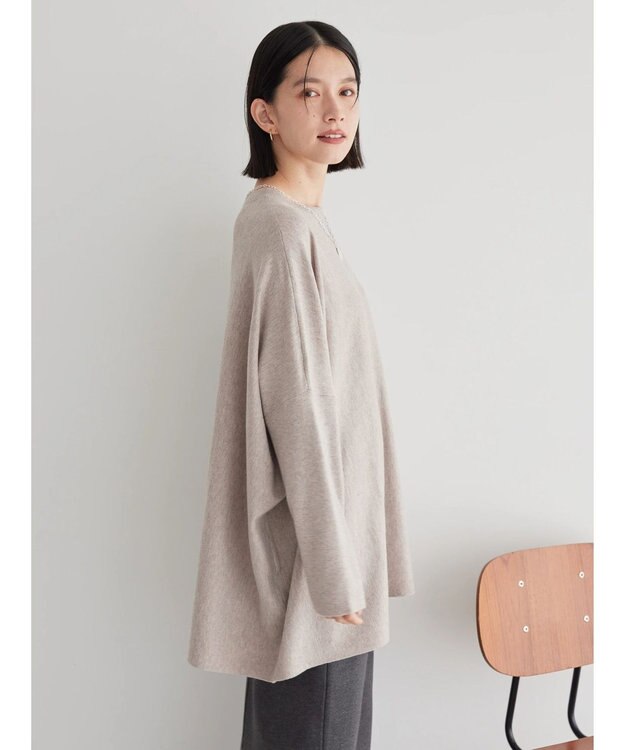 AMERICAN HOLIC バイパチポンチョライクＢＩＧニットチュニック Gray Beige