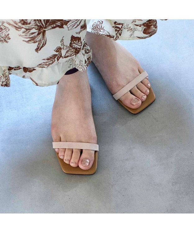 MODE ET JACOMO <MODE ET JACOMO>スリムストラップフラットサンダル ベージュスエード