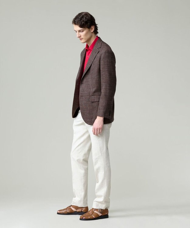 J.PRESS MEN 【ウォッシャブル可】コンフォートストレッチリネン スラックス アイボリー系