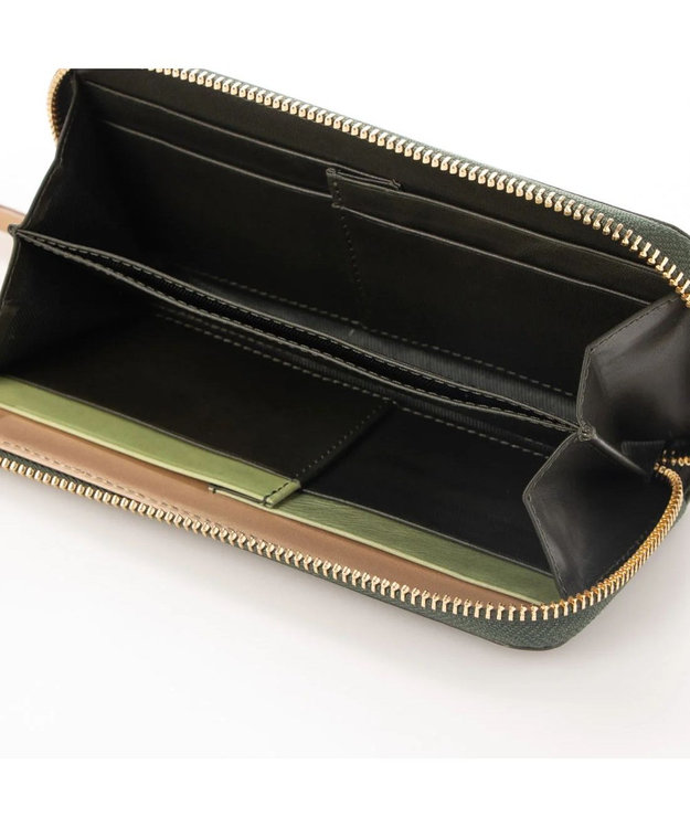 UNBILLION perche ジェムストーンチャームラウンド長財布 グリーン