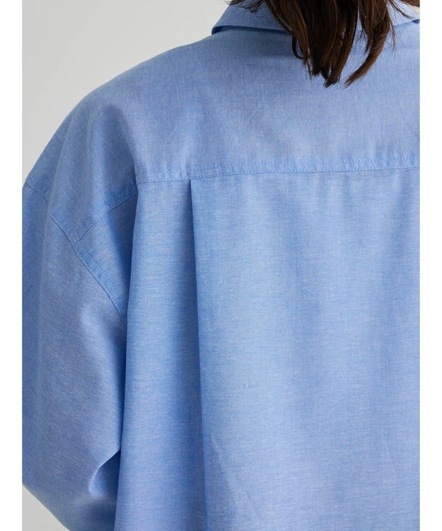 Green Parks 綿麻混オーバーサイズシャツチュニック Sax