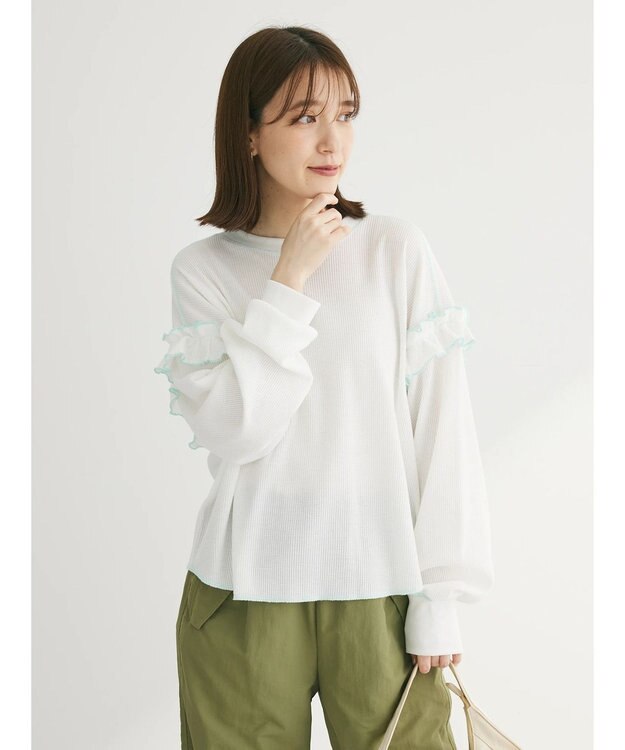 Green Parks ・Ｄｏｕｂｌｅ　Ｆｌａｇｓ　ワッフルカラーｓｔロンＴＥＥ Off White