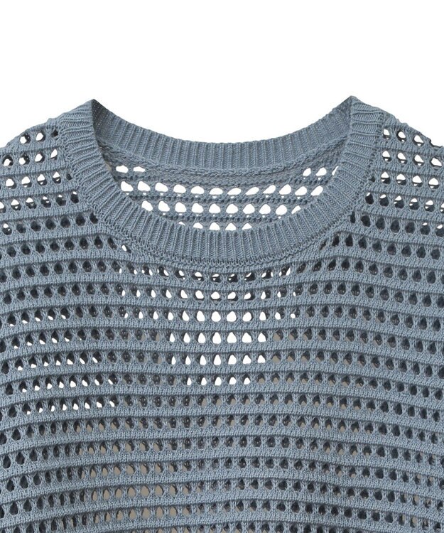 Green Parks メッシュニットチュニック Sax