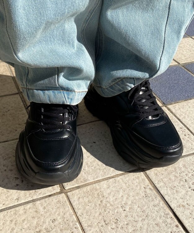 WEGO 【S～XL】クリアライトソールスニーカー ブラック