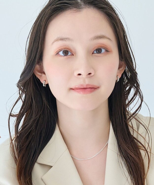 Phoebe 〈アレルギー対応〉プチパールダブルフープセラミックピアス　シルバー シルバー