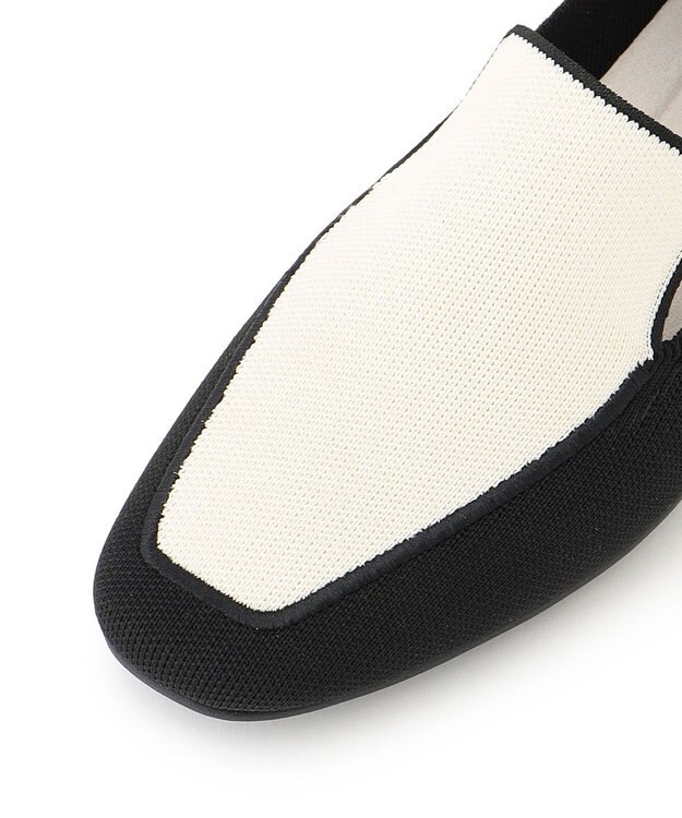 steppi 【撥水/洗える】クラシック ニット ローファー ブラック×ホワイト