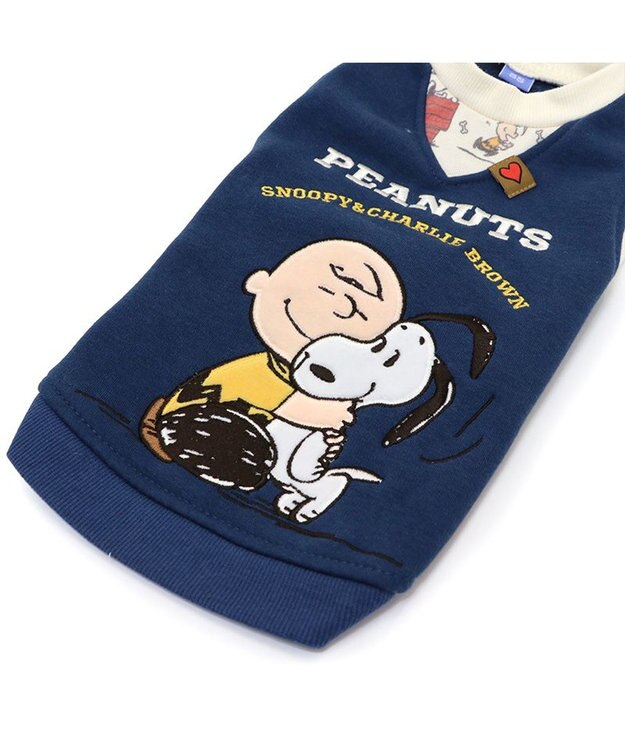 PET PARADISE スヌーピー 重ね着風トレーナー《ハグ柄》 小型犬 ネイビー