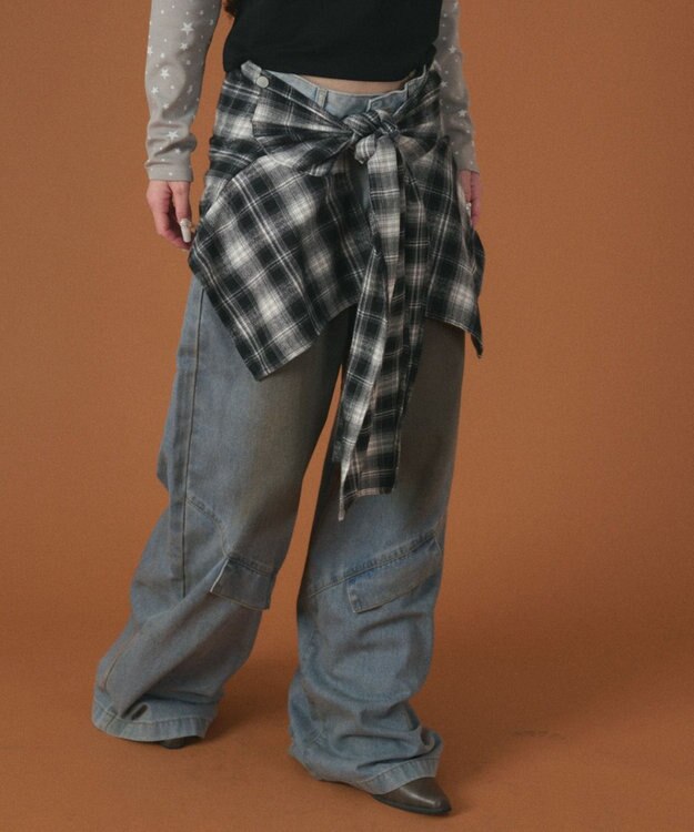 WEGO ウエストクロスワイドデニム デニム