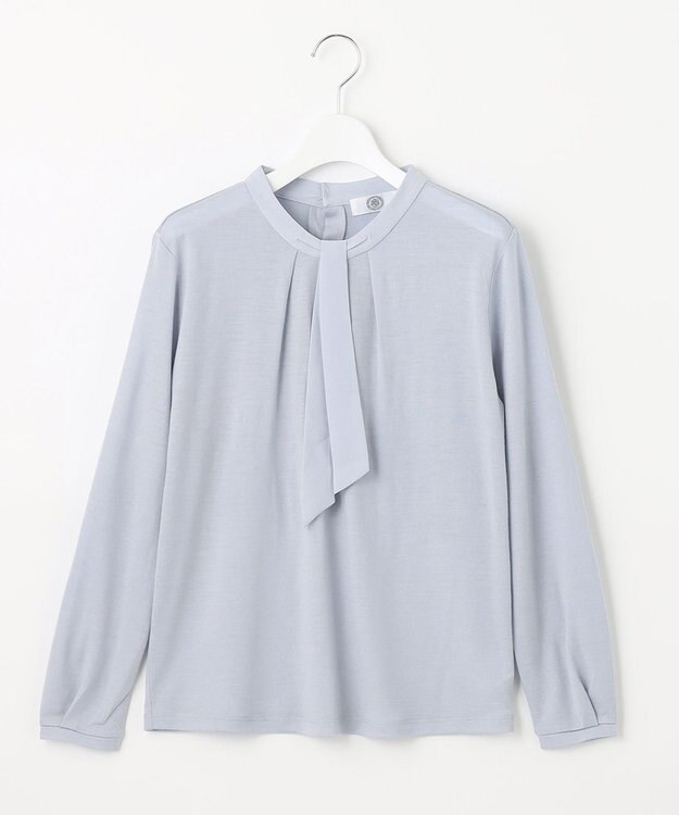 J.PRESS LADIES ウォッシャブルウールジャージー ボウタイ カットソー サックスブルー系