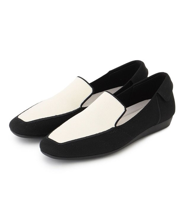 steppi 【撥水/洗える】クラシック ニット ローファー ブラック×ホワイト