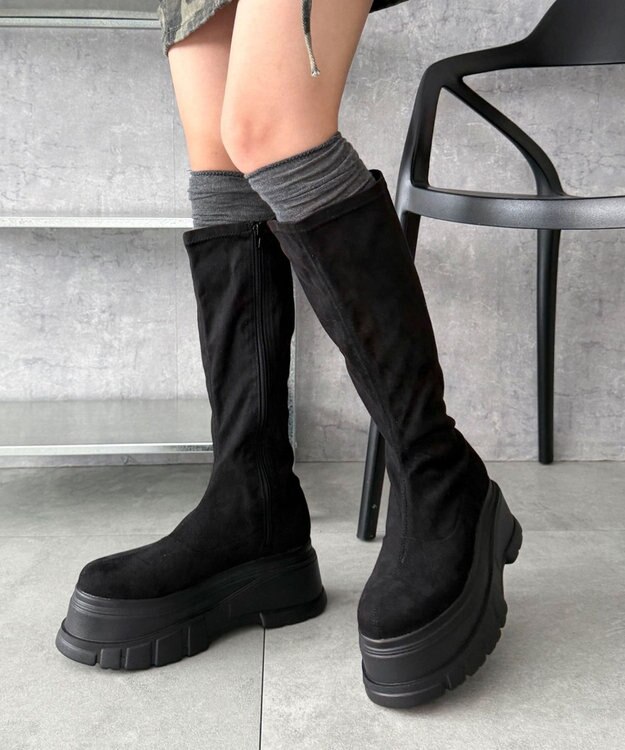 WEGO 厚底ボリュームロングブーツ ブラックその他