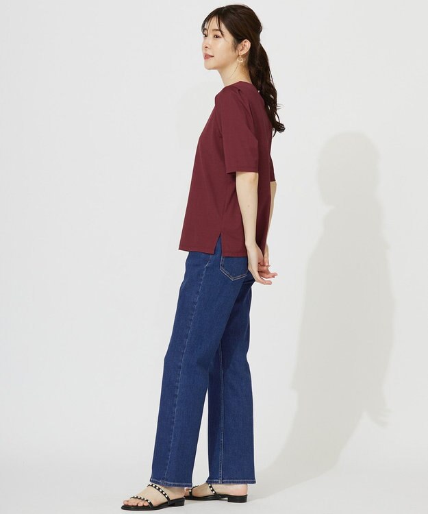 ANY SIS 【接触冷感・UVカット・洗える】ハイストレッチスムースタックスリーブ カットソー ボルドー