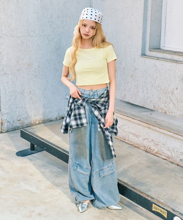 WEGO ウエストクロスワイドデニム デニム