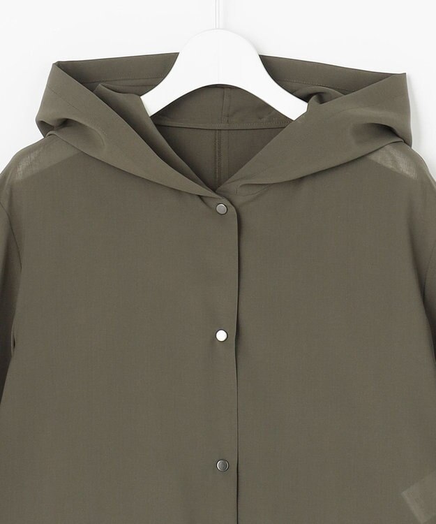 J.PRESS LADIES S RELAXION Sheer ボイル フーデッド ジャケット カーキ系