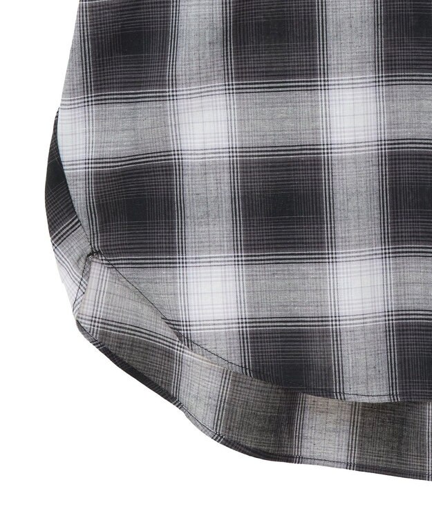 Green Parks 綿麻混フレンチスリーブスキッパーシャツ Check