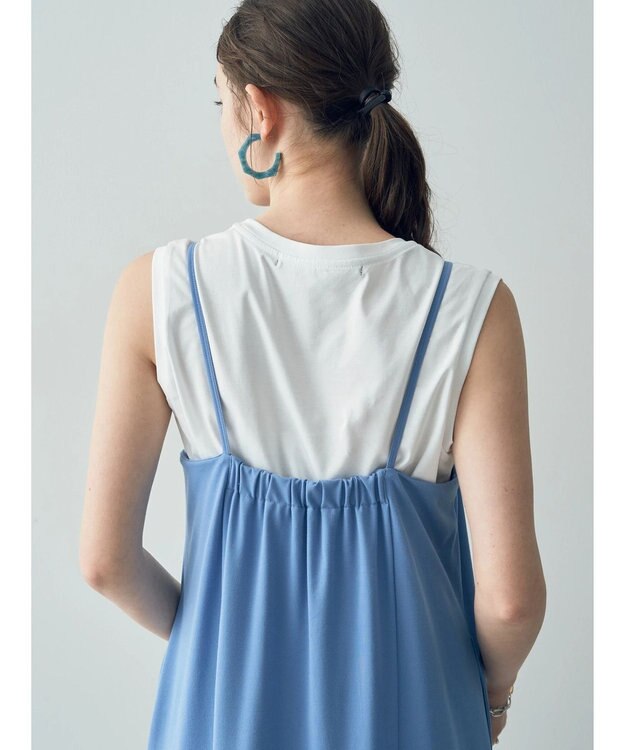 YECCA VECCA 【2点SET】シアーシャツ×Aラインキャミワンピース Navy