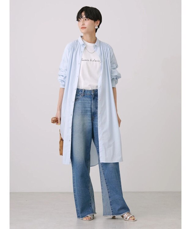 AMERICAN HOLIC バックギャザーシャツワンピース Sax