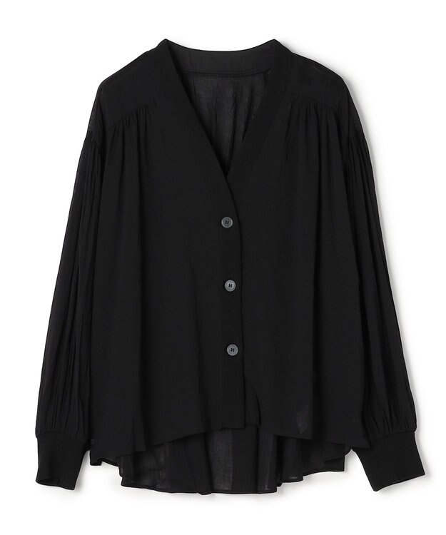 UNFILO シアーシャツ カーディガン ブラック