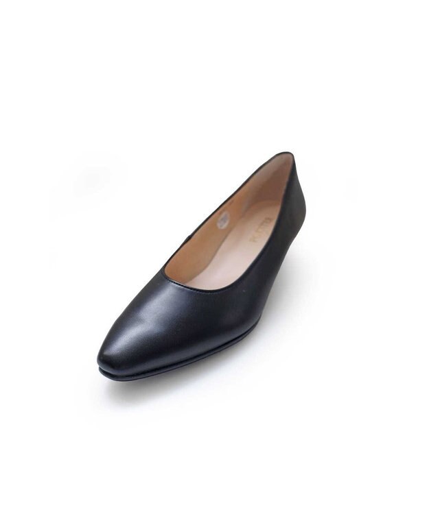 Pointer 【3.5cmヒール】日本製 高級本革ローヒールパンプス ブラック