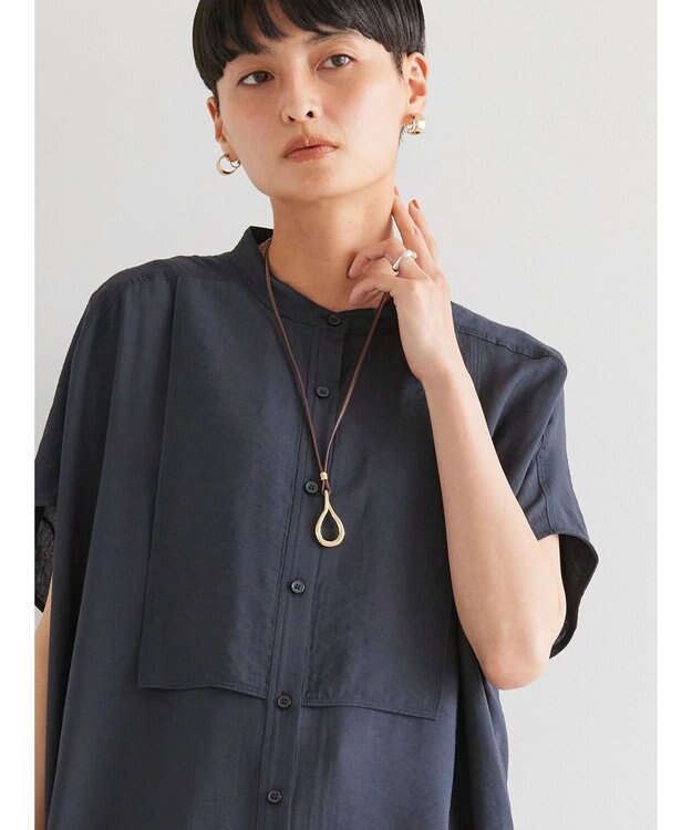 AMERICAN HOLIC ブザムフレンチスリーブバックオープンチュニック Navy