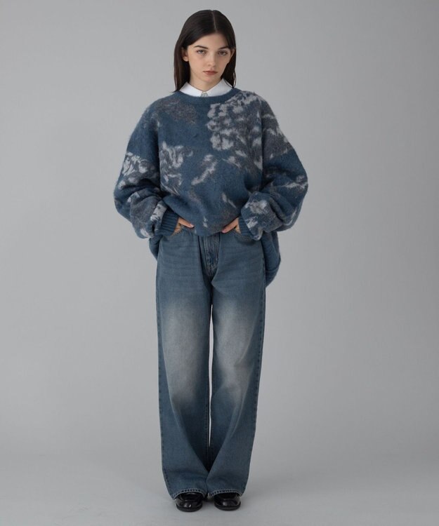 WEGO 【ユニセックス着用ITEM/ウエスト調整可】ストレートデニムパンツ デニム中濃加工色